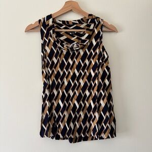 Ann Taylor Black and Brown Geometric Tank Top 00P
